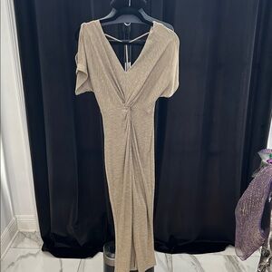 Elegant Cotton Beige Dress